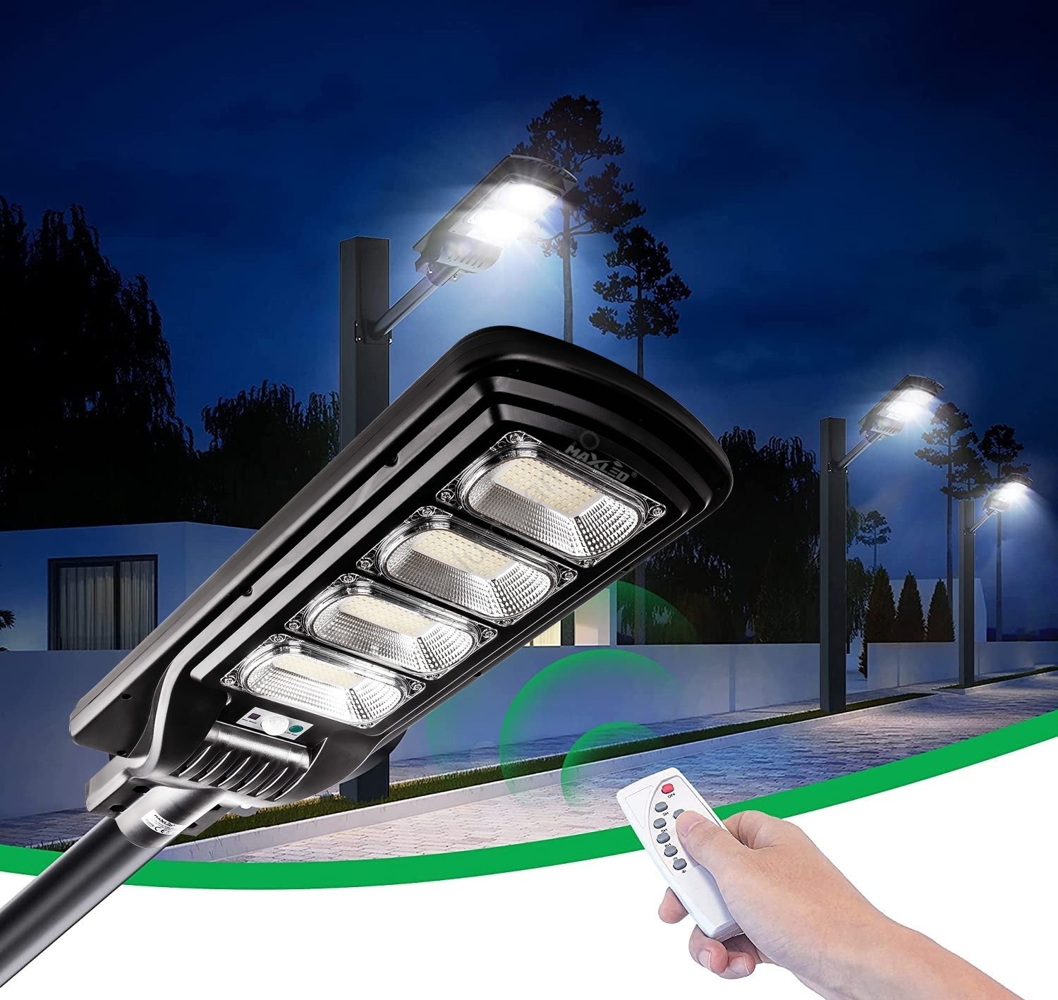 Lampă LED stradală solară dimabilă cu senzor LED/240W/6V 6500K IP65 negru + telecomandă