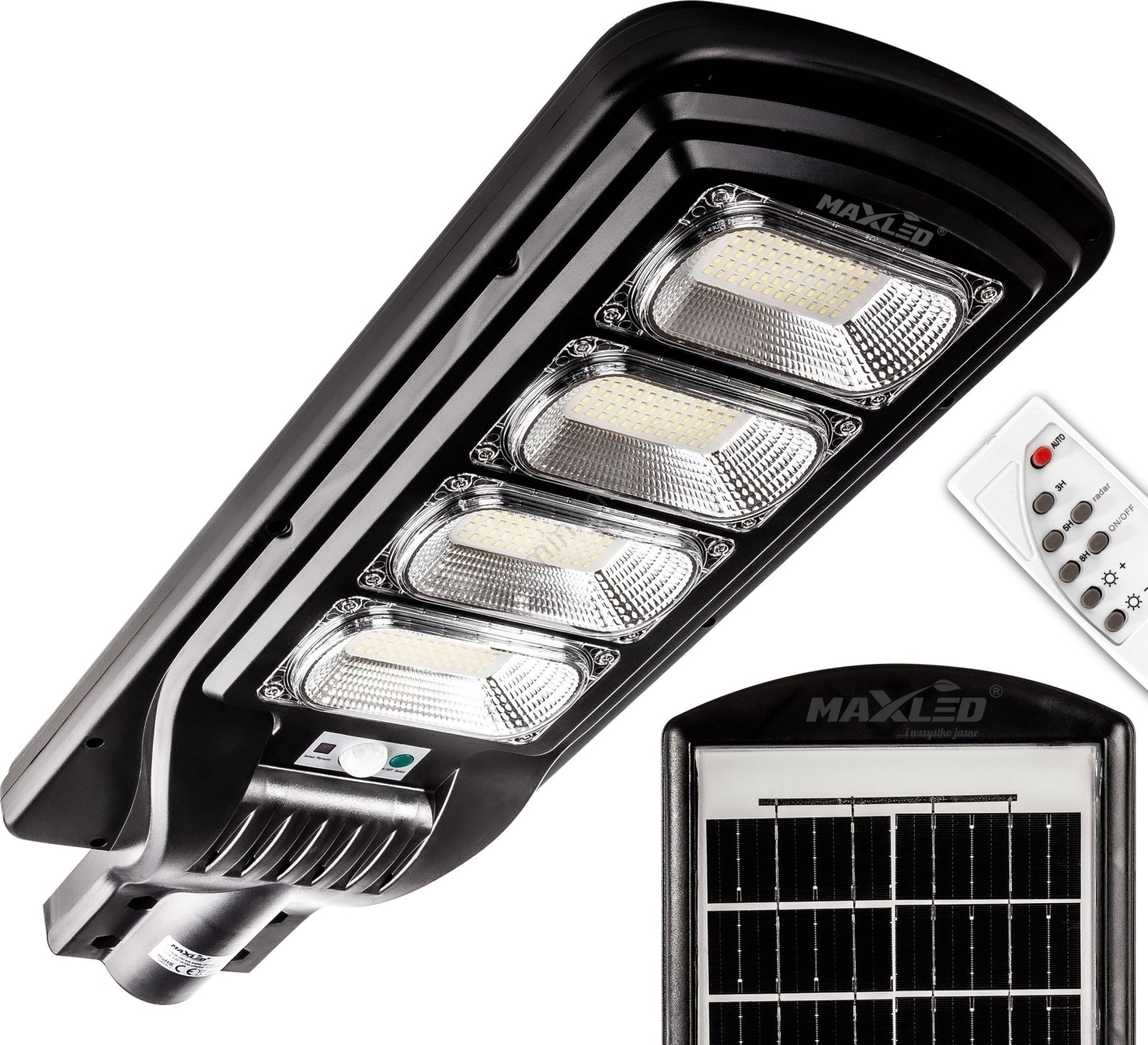 Lampă LED stradală solară dimabilă cu senzor LED/240W/6V 6500K IP65 negru + telecomandă