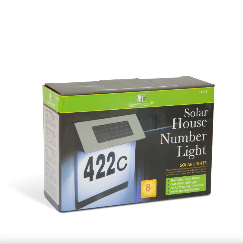 Numar de Casa din Inox cu Iluminare LED si Alimentare Solara