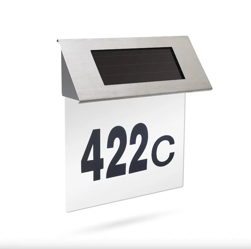Numar de Casa din Inox cu Iluminare LED si Alimentare Solara