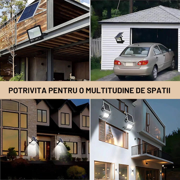 Proiector solar Suntec SSA 400W, 448 LED SMD, telecomanda, panou solar inclus, IP67