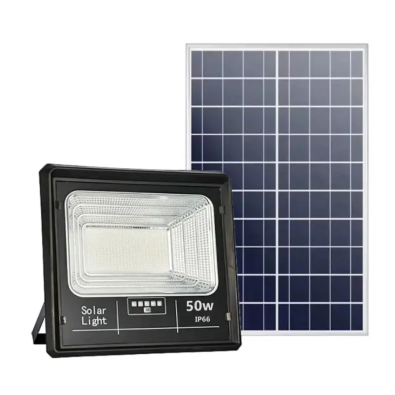 Proiector Solar LED Jortan 50W IP66 cu Telecomanda si Indicator Baterie 6500K