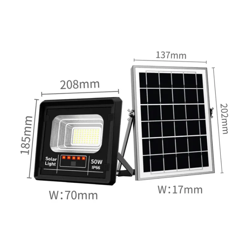 Proiector Solar LED Jortan 50W IP66 cu Telecomanda si Indicator Baterie 6500K
