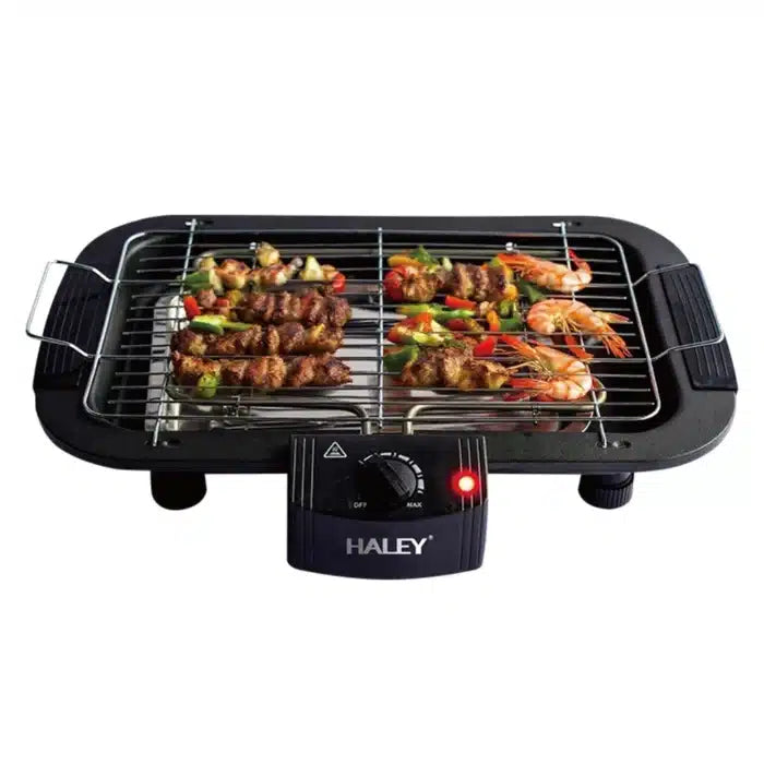 Grătar Electric HALEY HY-8611, 2000W, Grill de Masă cu Temperatură Reglabilă, Grătar Detașabil, Încălzire Rapidă, Suprafață Antiaderentă, Negru