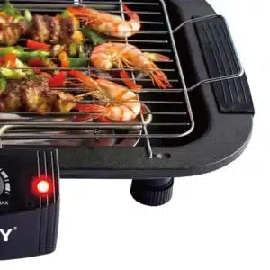 Grătar Electric HALEY HY-8611, 2000W, Grill de Masă cu Temperatură Reglabilă, Grătar Detașabil, Încălzire Rapidă, Suprafață Antiaderentă, Negru