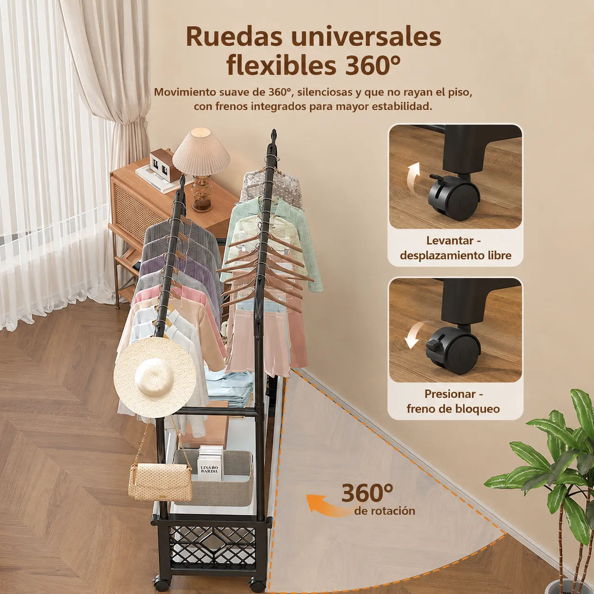 Raft Multifunctional din Metal cu Suport pentru Haine si Palarii, 3-in-1