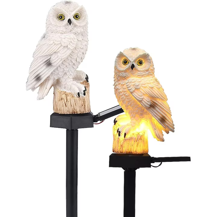 Lampa Solara Decorativa Gradina Bufnita | LED Lumina Calda | Senzor de Amurg | IP44 | Panou Solar Reglabil | 44 x 11 x 6.5 cm
