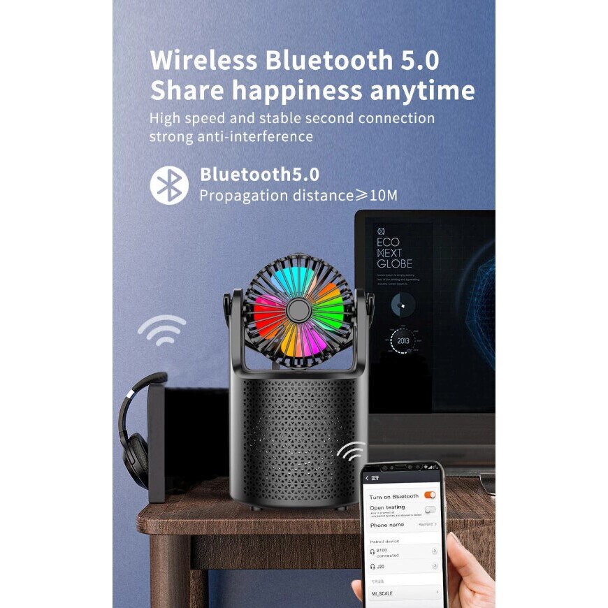Boxa Bluetooth Sumker, ventilator RGB, 8W, ZQS-1440,,,