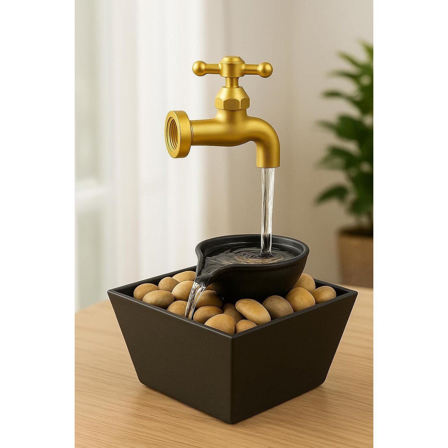 Fantana Decorativa de Interior cu Apa, Model Robinet Suspendat, Cascada Relaxanta cu Pietre Naturale, Lampa Ambientala LED, Decor Modern pentru Casa, Birou, Living sau Dormitor, Dalimag