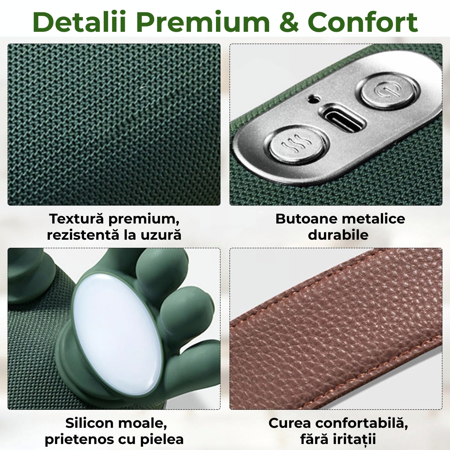 Aparat Masaj Cervical JustNet 4D Shiatsu, Masaj Gat si Umeri, Spate, Brate si Gambe, Incalzire 40/45°C, Wireless, 3 Intensitati, Autonomie 70 min, Motor Silentios, Relaxare si Detensionare Musculara, Cadou