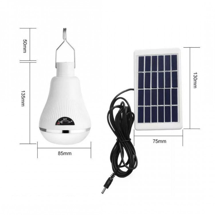 Bec solar LED cu panou, GR-020, culoare alb