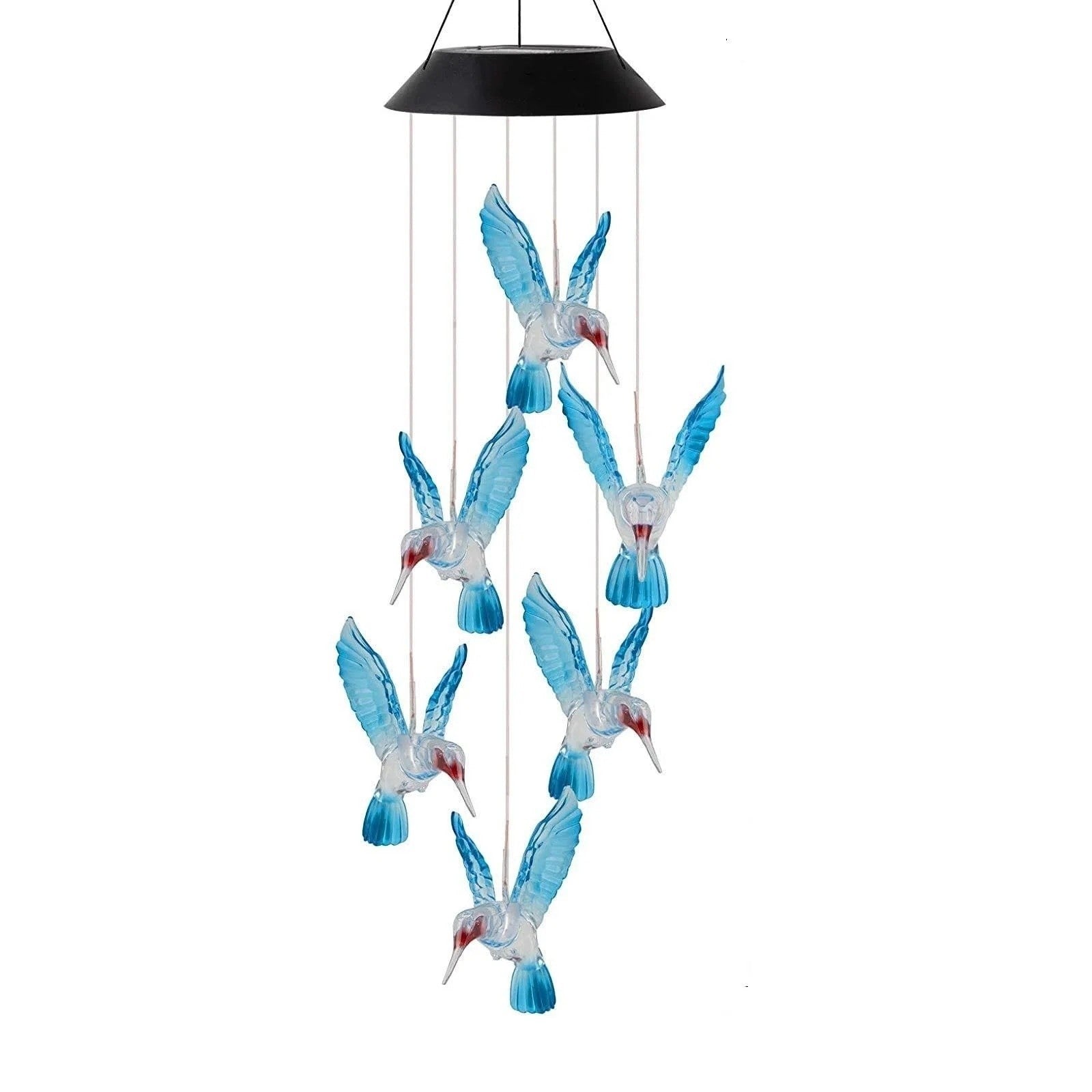 Lampa Solara Decorativa Tip Clopotel de Vant cu Colibri | LED Multicolor | Incarcare Solara | IP55 | Iluminare Automata