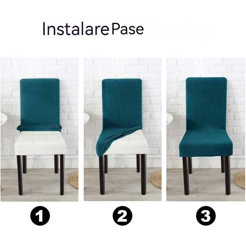 Set de 6 Huse Scaune Luoistu, Elasticizate, Lavabile, 36x50x12cm-Verde