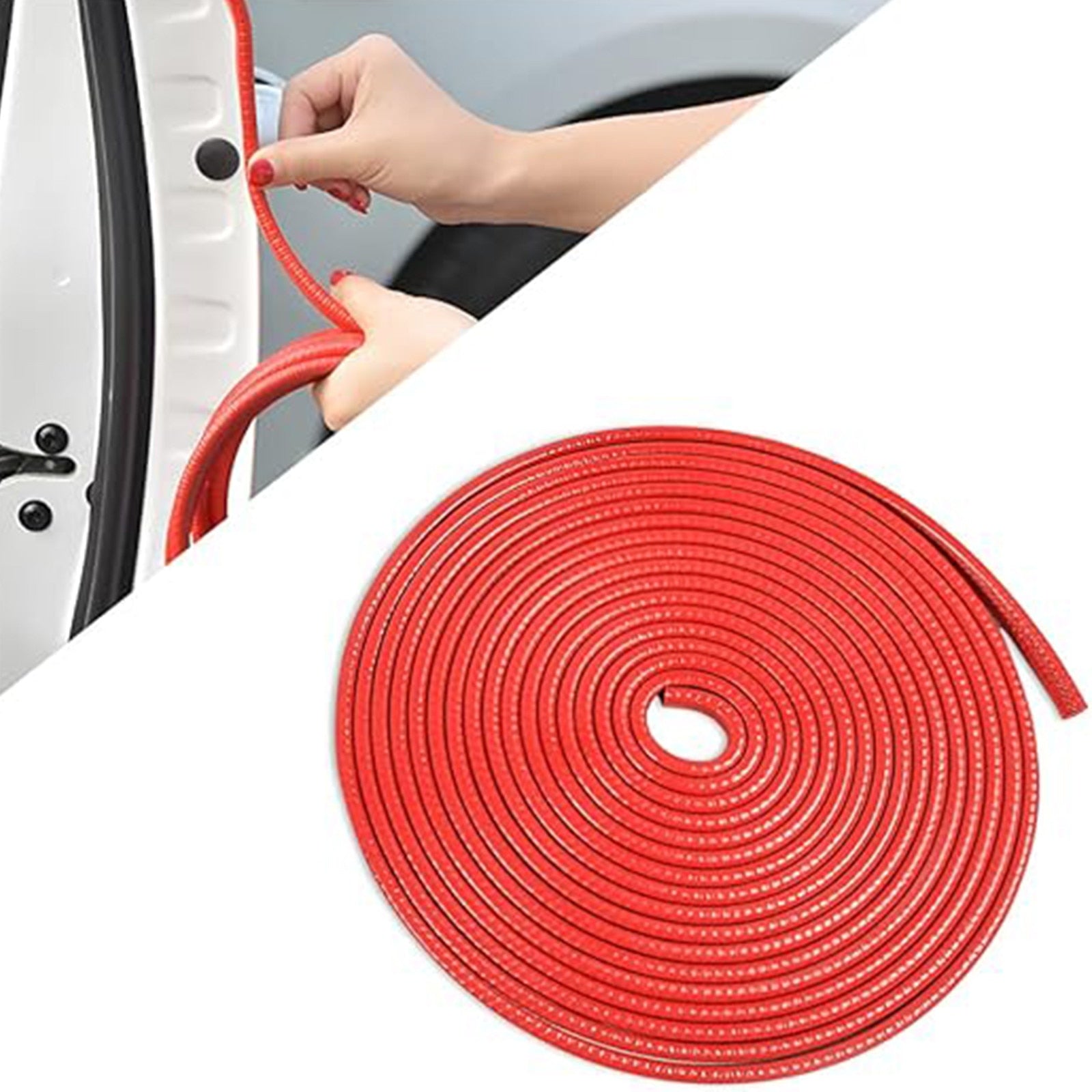 Banda de protectie auto pentru usi AYSTOAYS®, Banda protectie margini cauciuc auto, lungime 5m, pentru Portiera, Portbagaj, Capota, Izolare Fonica, Praf, Murdarie, rezistent la uzura, Rosu