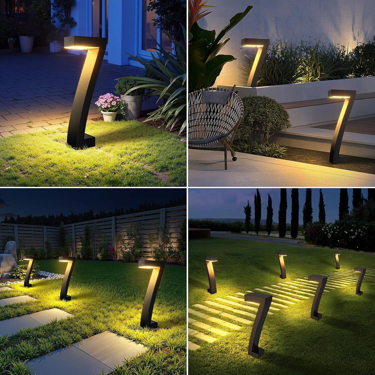 Set 4 Lampi Solare Gradina LED 45cm | 2X Mai Luminoase, Rezistente Apa, Autonomie 6-12 Ore | Lumina Calda pentru Alei si Terase