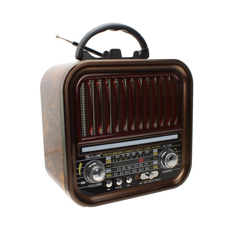 Radio portabil retro, Golon, AM/FM/SW, Bluetooth, 17.5x18x10cm, Multicolor,,,