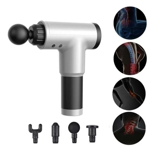 Aparat de masaj profesional anticelulitic, Fascial Gun, 4 capete, vibratii