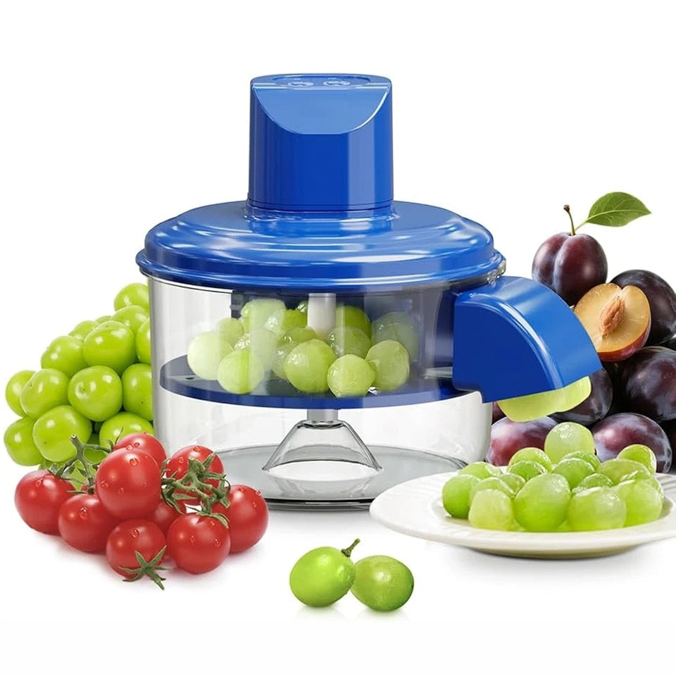 Aparat de Curatat Fructe si Legume, Masina de Decojit Struguri Electric, Fara Cablu, Motor 50W, Acumulator 1300mAh, 5 Lame Inox, Rezistent, Ideal pentru Bucatarie si Camping, Albastru