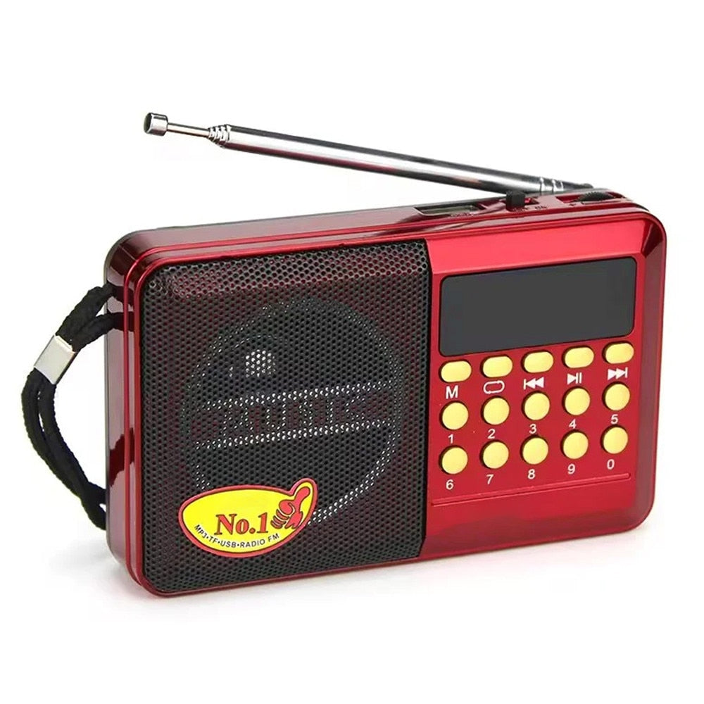 Radio FM, cu USB, Micro SD, AUX, Reincarcabil, Player MP3/WMA, Portabil, Convertor Auto AC/DC, 14.3 x 8.4 x 4.3 cm, Rosu