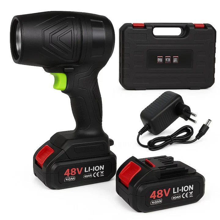 Suflanta de Aer Portabila OKBOONS 48V, Wireless, Include 2 Acumulatori Li-Ion si Cutie de Transport