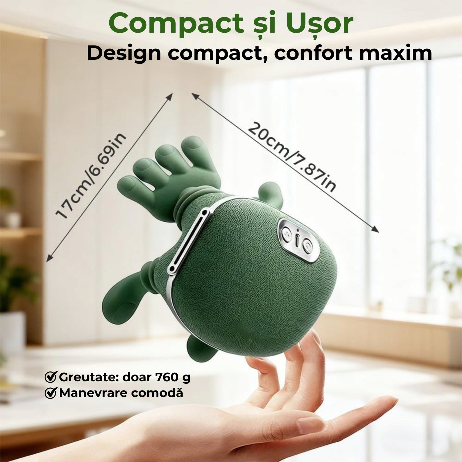 Aparat Masaj Cervical JustNet 4D Shiatsu, Masaj Gat si Umeri, Spate, Brate si Gambe, Incalzire 40/45°C, Wireless, 3 Intensitati, Autonomie 70 min, Motor Silentios, Relaxare si Detensionare Musculara, Cadou