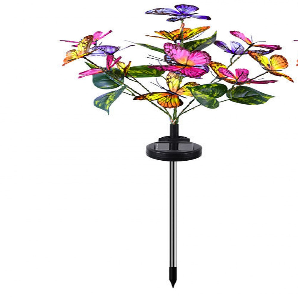 Set 2 lampi solare cu fluturi, longziming, 44LED, 600mAh, IP65, 38-68cm, Multicolor