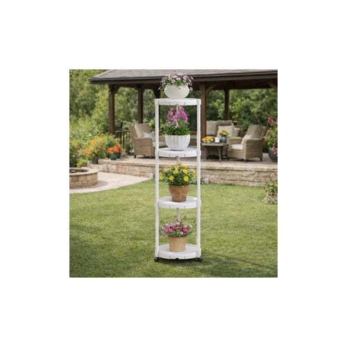 Suport Multifunctional pentru Flori si Plante 4 Niveluri cu Roti 132 cm Promagg – Etajera Metalica pentru Interior si Exterior