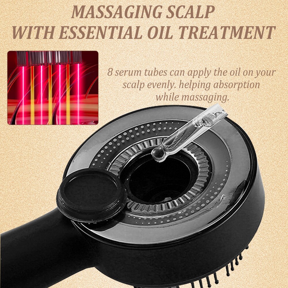 Perie de Masaj Electrica pentru Scalp IDAMAKON Masaj Scalp Electrica 630NM Terapie Avansata cu LED Infrarosu 3 Moduri de Masaj Aplicator de Uleiuri Esentiale timuleaza Cresterea Parului IPX7 Portabila