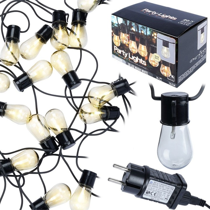 Ghirlanda Decorativa LED Vilde | 30 Becuri LED | Functie Timer | IP44 | 30 m | Lumina Calda | Interior & Exterior