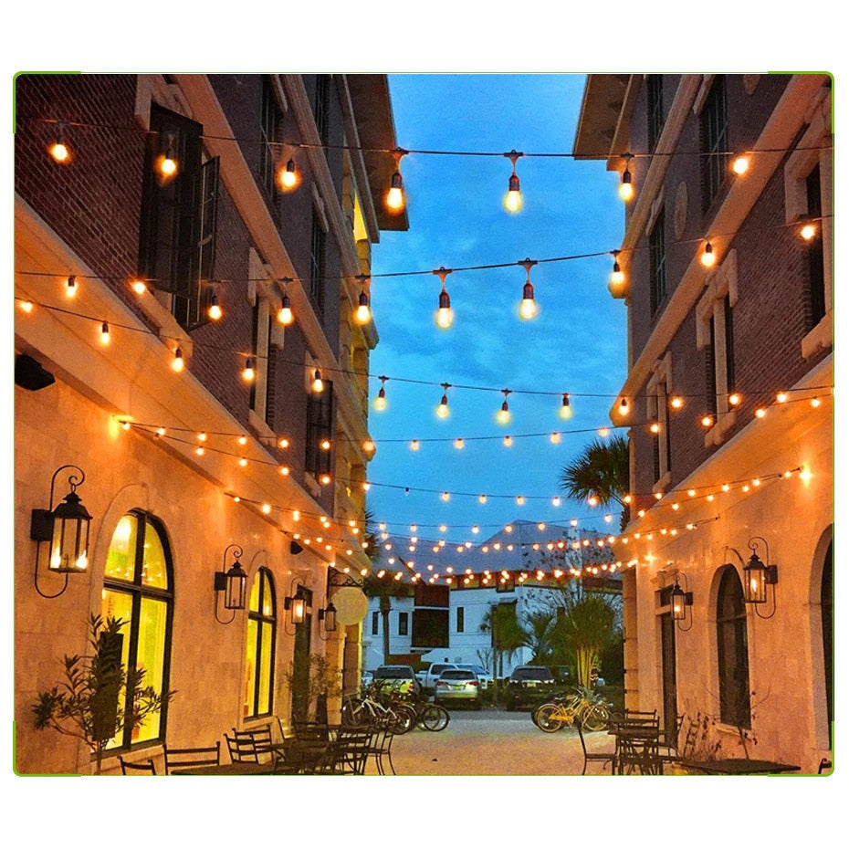Ghirlanda luminoasa exterior, 15m, 30 becuri LED vintage, 1 bec rezerva, lumina calda, interconectabila, fasung E27, impermeabila