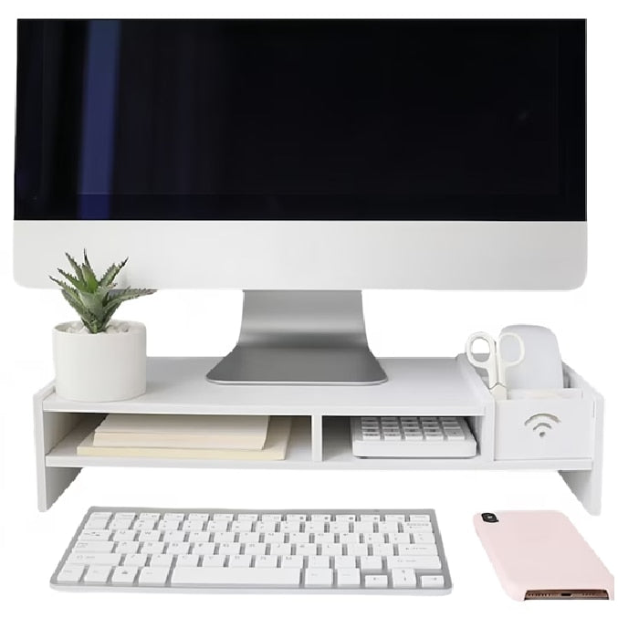 Suport Monitor si Laptop cu Organizator, Pal Melaminat, Design Ergonomic, 49 x 20 x 10 cm