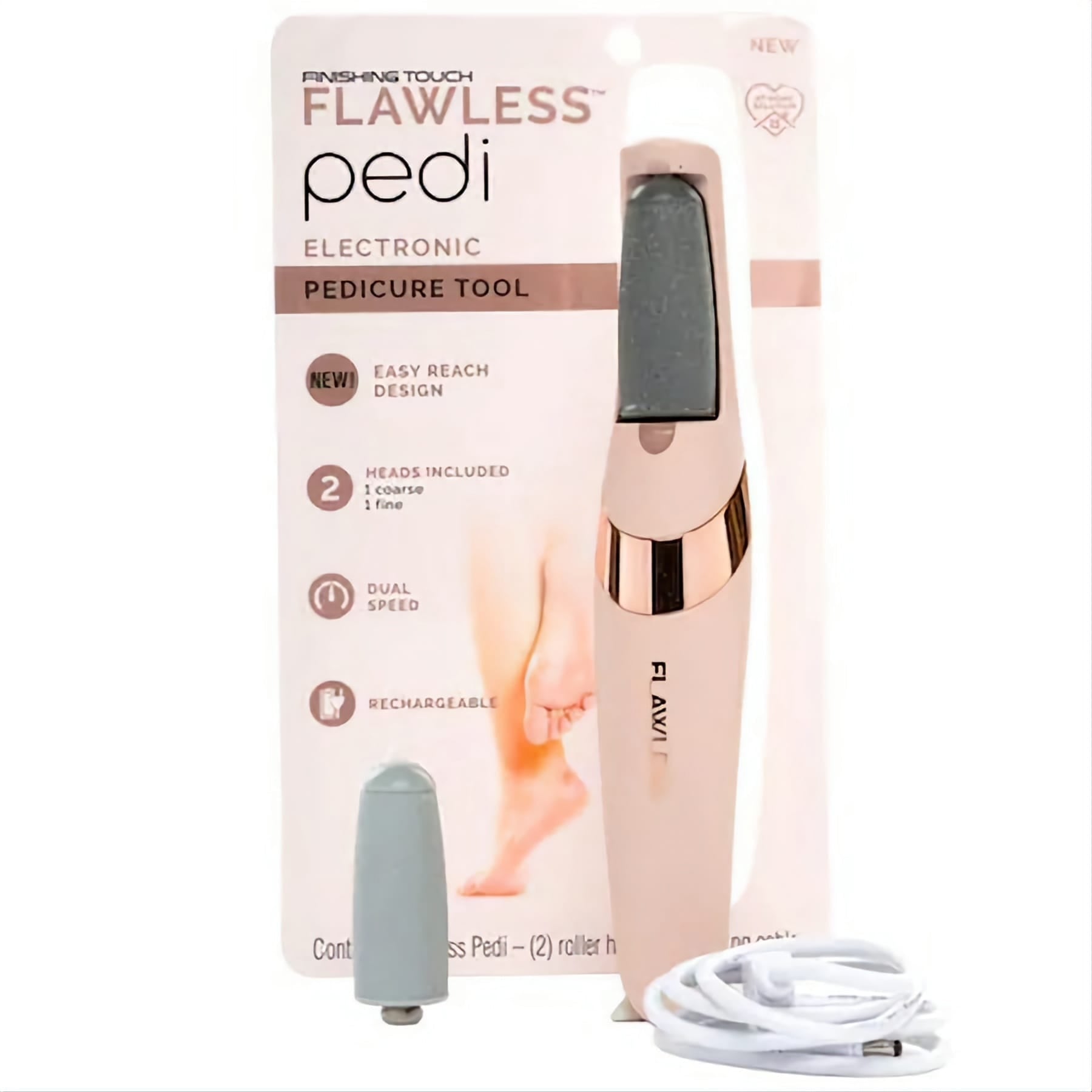 Pila electrica pentru calcaie, FLAWLESS, 2 capete