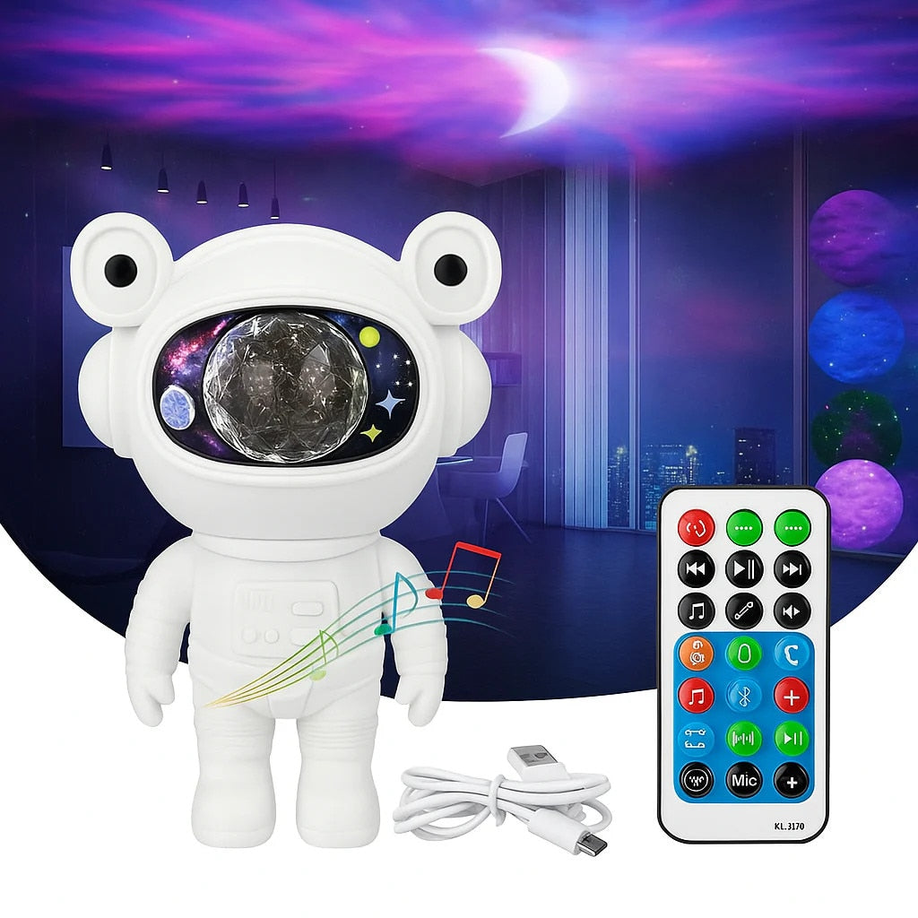 Proiector Astronaut Galaxy Light cu muzica Bluetooth, telecomanda si efect cer instelat – lampa de atmosfera pentru copii si adulti