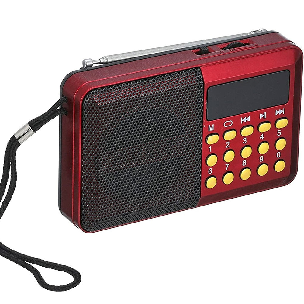 Radio FM, cu USB, Micro SD, AUX, Reincarcabil, Player MP3/WMA, Portabil, Convertor Auto AC/DC, 14.3 x 8.4 x 4.3 cm, Rosu
