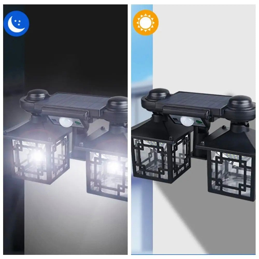 Felinar Solar Dublu, OPTIM SOLUTION, cu Senzor de Miscare si Telecomanda, Energie Solara, 192 LED-uri Puternice, Iluminare pentru Curte, Gradina, Capete Reglabile, Autonomie Extinsa, Control Facial, Performanta Eficienta Energetic, IP65, Negru