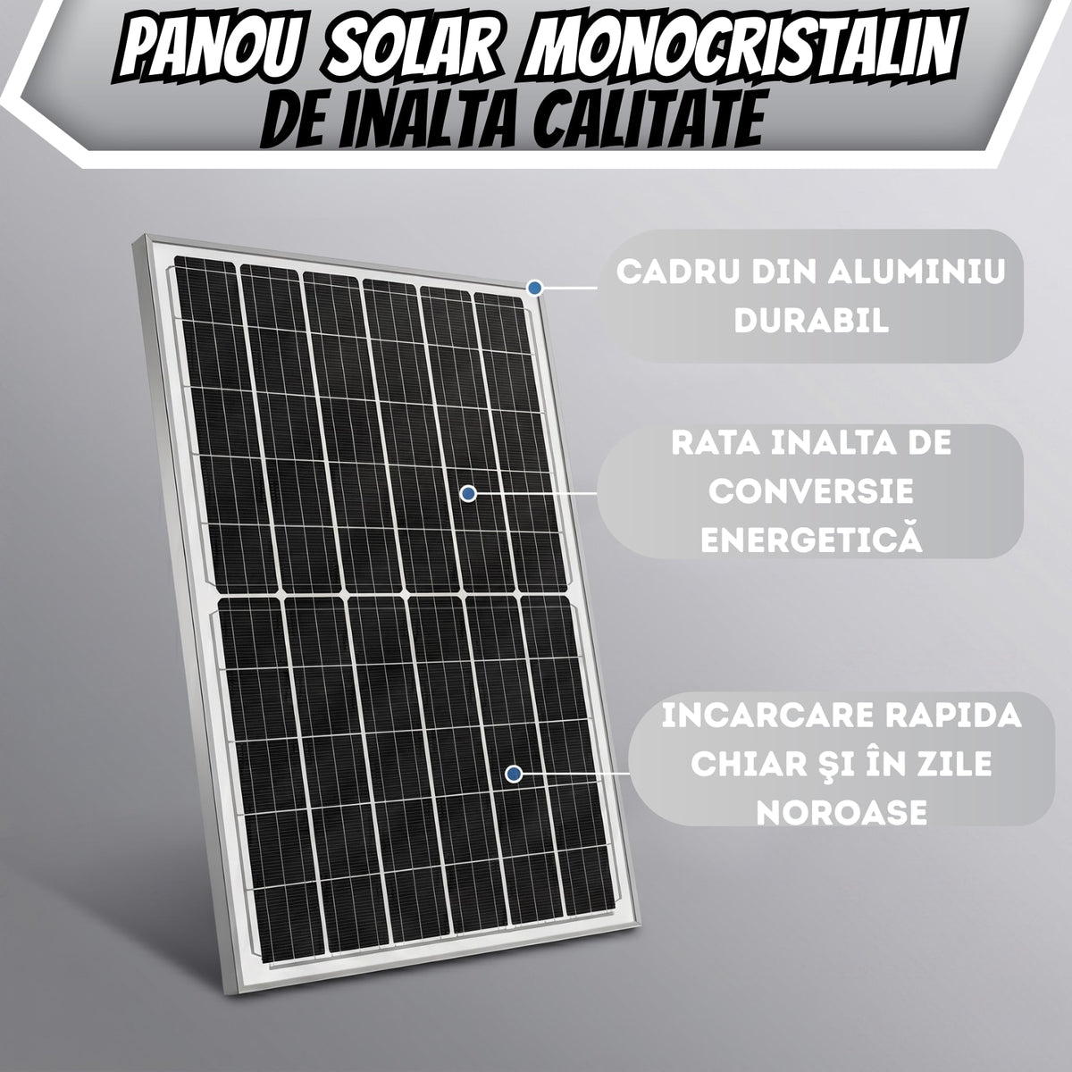 Proiector solar led 5000W cu panou separat fotovoltaic, suport si telecomanda