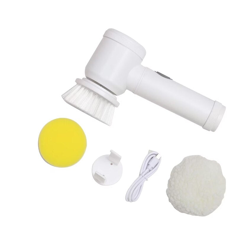 Perie de curatat electrica, rotire 360°, AT PERFORMANCE®, 3 capete incluse, alb, 17.5x7.4x26cm