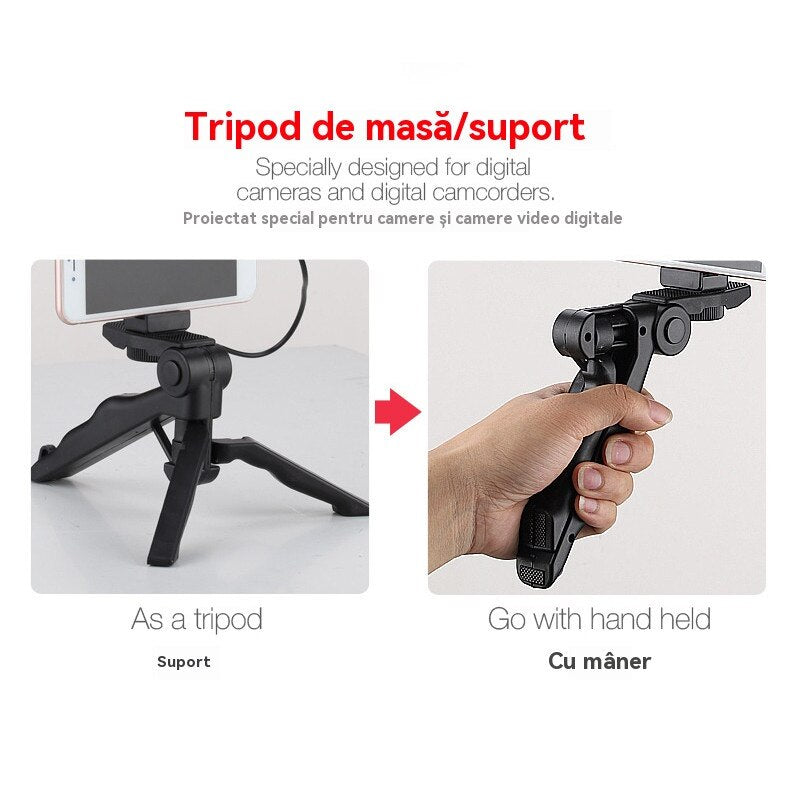 Set vlogging: trepied, microfon, suport telefon, înregistrare video