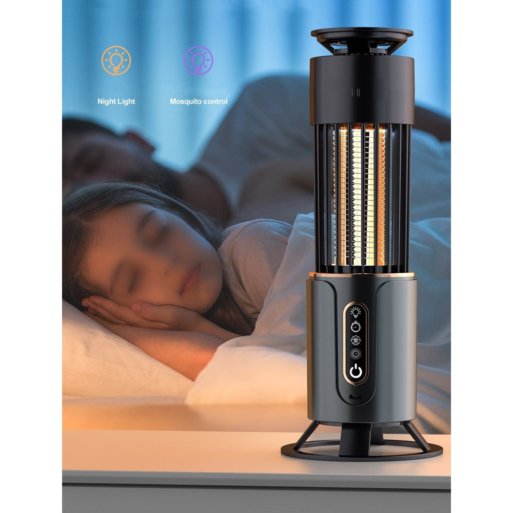 Lampa anti-tantari, 3 temporizatoare, captare tantari, iluminare, USB, 1200mAh, gri