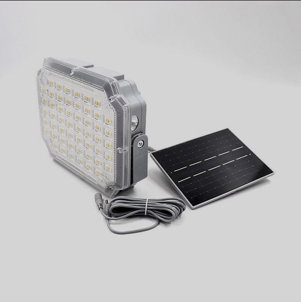 REFLECTOR SOLAR MULTIFUNCION XQ-9200 200W cu incarcare dubla, solar sau USB / Lampa solara LED ideala pentru camping, drumetii . pescuit, atelier, calatorii si off-road, cu panou solar KINGLION