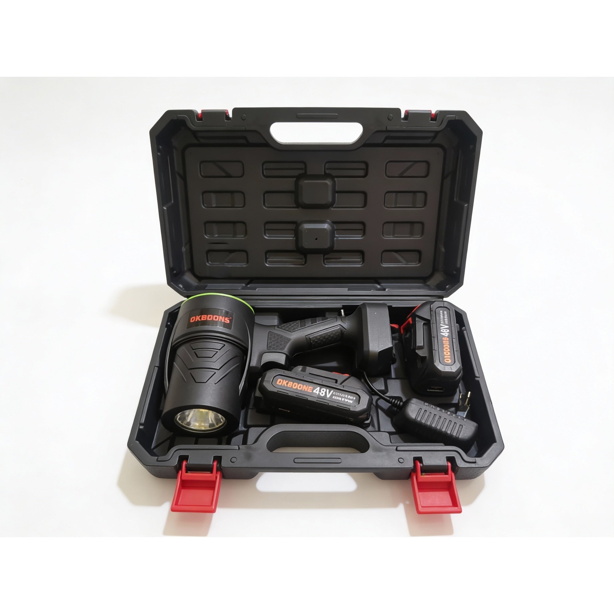 Suflanta de Aer Portabila OKBOONS 48V, Wireless, Include 2 Acumulatori Li-Ion si Cutie de Transport