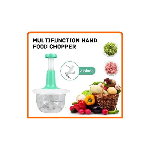 Tocator Manual Multifunctional 2L, 3 Lame Inox, Sistem Push, pentru Legume, Fructe