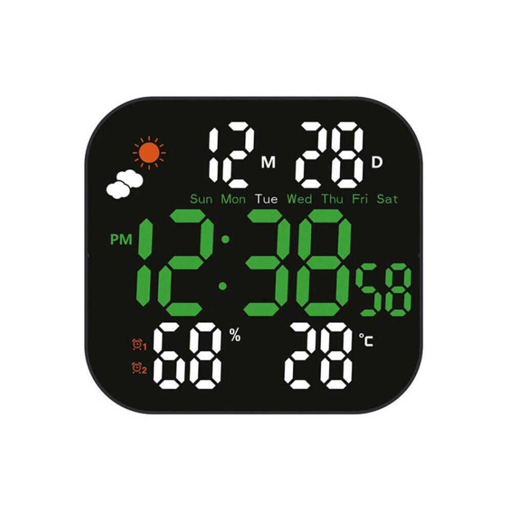 Ceas digital de birou, LED, alb, 3 niveluri luminozitate, multifunctional,