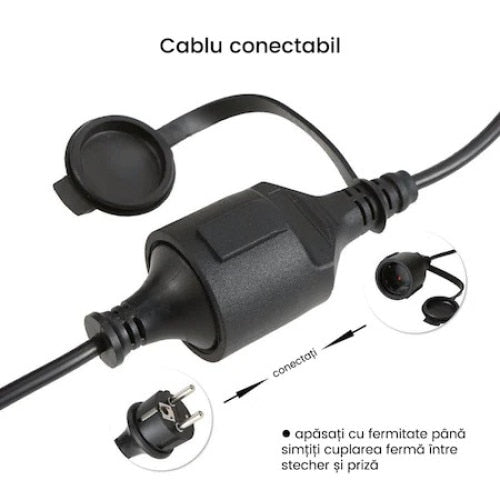 Ghirlanda luminoasa exterior, 30m, 60 becuri LED vintage, 1 bec rezerva, lumina calda, interconectabila, fasung E27, impermeabila