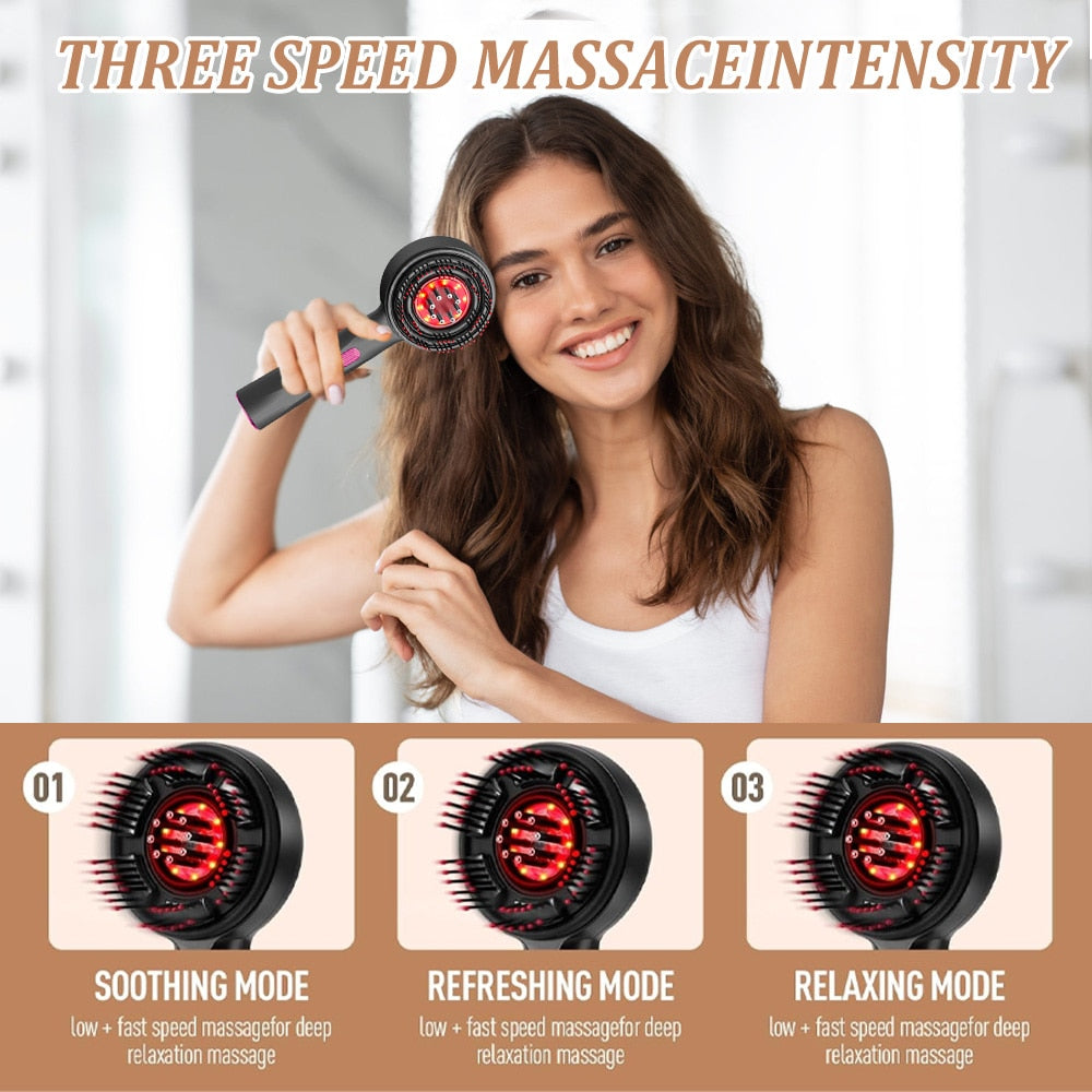 Perie de Masaj Electrica pentru Scalp IDAMAKON Masaj Scalp Electrica 630NM Terapie Avansata cu LED Infrarosu 3 Moduri de Masaj Aplicator de Uleiuri Esentiale timuleaza Cresterea Parului IPX7 Portabila