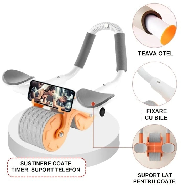 Aparat Fitness Multifunctional Pentru Abdomen, Rola Abdominala Cu Suport Pentru Coate, Anti-Alunecare, Cu Timer Detasabil, Suport Pentru Telefon, Suport Pentru Sprijinirea Bratelor, EMATTERIO