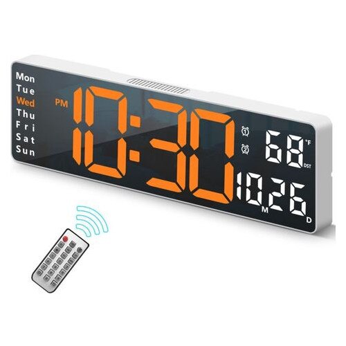 Ceas de perete digital 16,2 inch LED alb 40x20cm