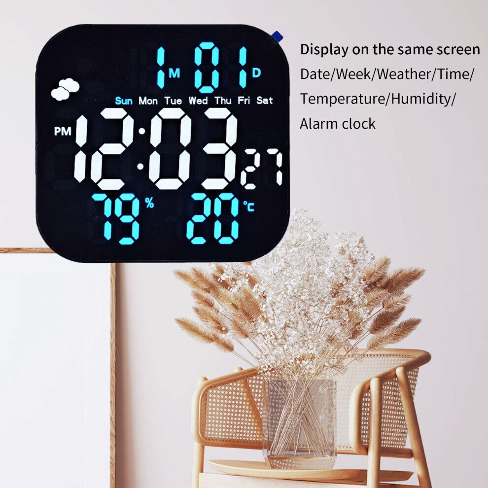 Ceas digital de birou, LED, alb, 3 niveluri luminozitate, multifunctional,