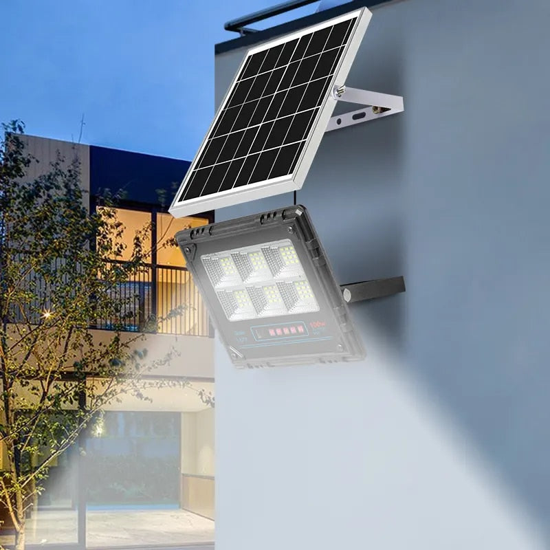 Proiector LED Solar, Putere 800W, Autonomie 12h, Kit Complet cu Panou Fotovoltaic si Telecomanda, Rezistent la Apa IP66/IP67, Lumina Alb Rece 6500K, Functie Automat/Amurg, Exterior