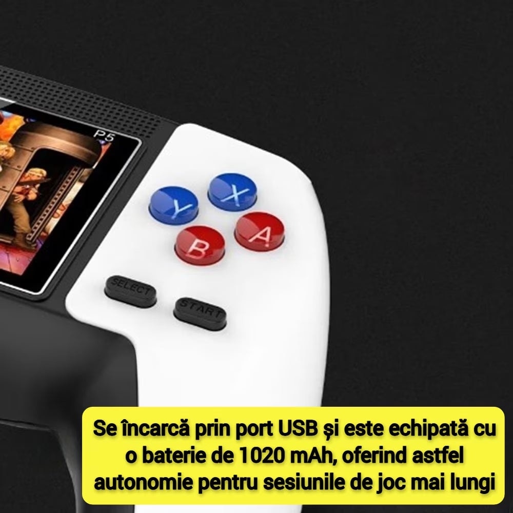 Consola jocuri video P5, portabila, 520 jocuri retro, rezolutie 320x240, White